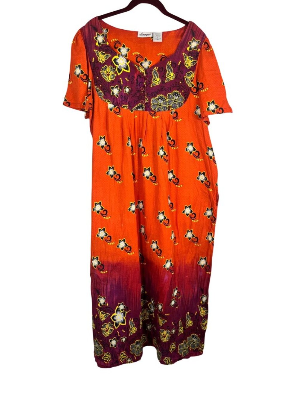 Colorful Floral Maxi Dress XL Boho Indie Festival Lounge Prairie Hippie Earthy